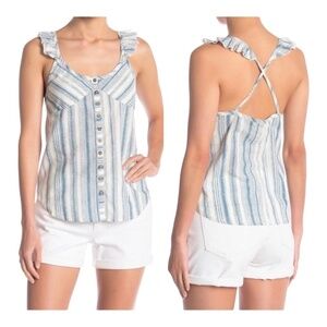 Nwt Chaser Ruffle Criss Cross Tank / blue stripe